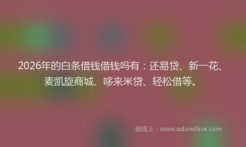 2026年的白条借钱借钱吗有：还易贷、新一花、麦凯旋商城、哆来米贷、轻松借等。