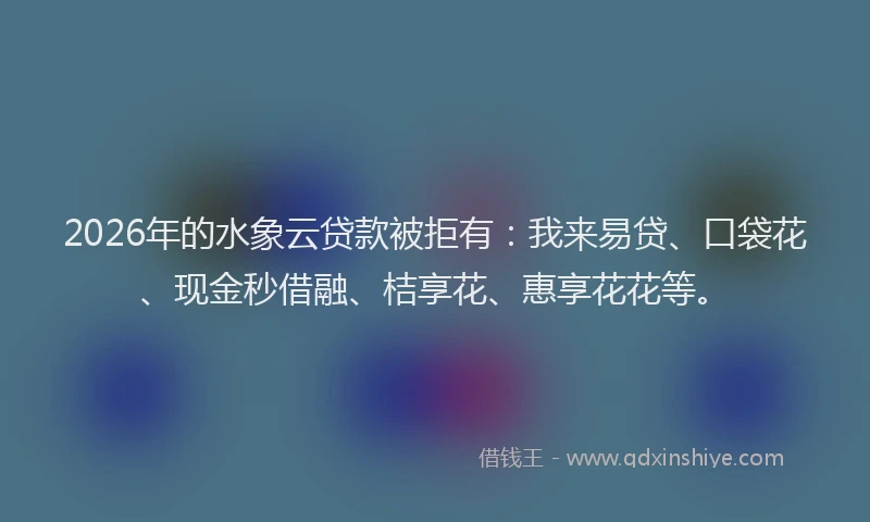 2026年的水象云贷款被拒有：我来易贷、口袋花、现金秒借融、桔享花、惠享花花等。