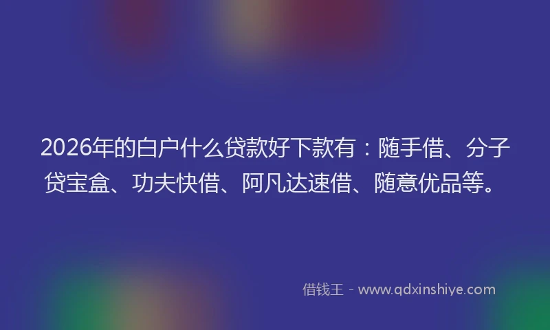 2026年的白户什么贷款好下款有：随手借、分子贷宝盒、功夫快借、阿凡达速借、随意优品等。