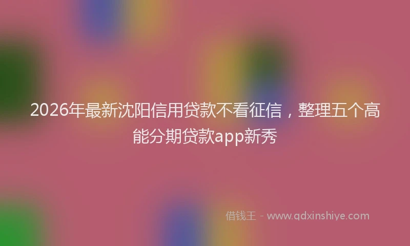 2026年最新沈阳信用贷款不看征信，整理五个高能分期贷款app新秀