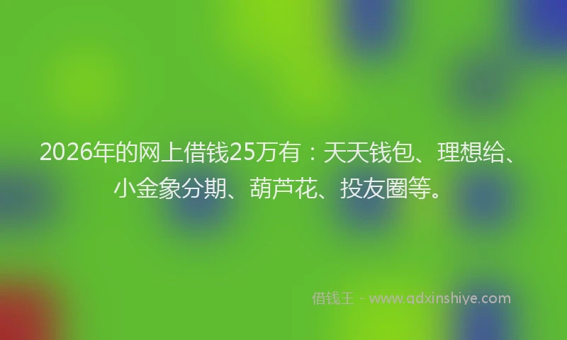 2026年的网上借钱25万有：天天钱包、理想给、小金象分期、葫芦花、投友圈等。