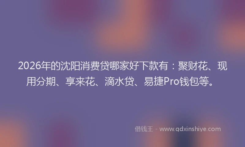 2026年的沈阳消费贷哪家好下款有：聚财花、现用分期、享来花、滴水贷、易捷Pro钱包等。