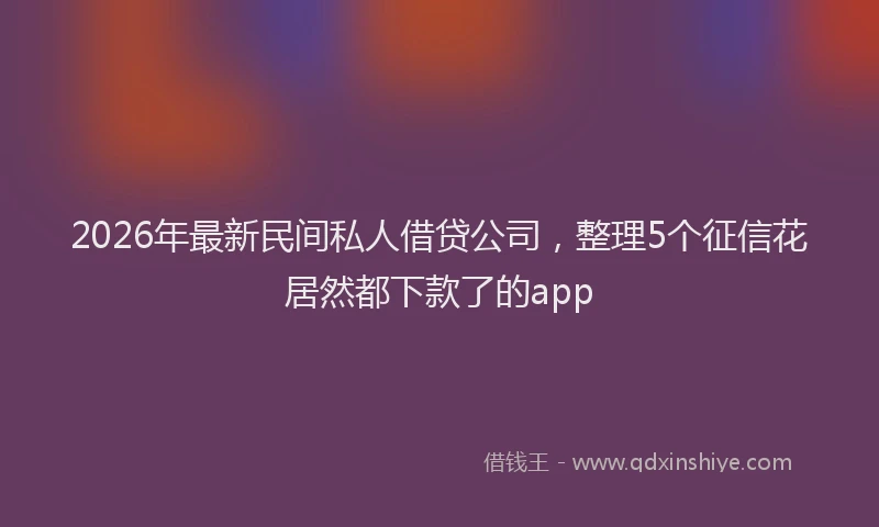 2026年最新民间私人借贷公司，整理5个征信花居然都下款了的app