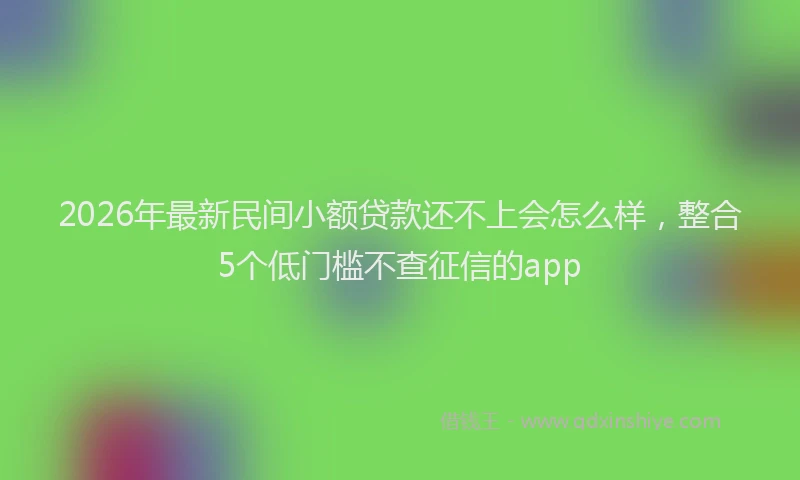 2026年最新民间小额贷款还不上会怎么样，整合5个低门槛不查征信的app