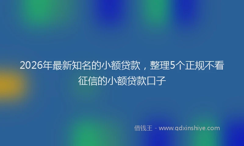 2026年最新知名的小额贷款，整理5个正规不看征信的小额贷款口子
