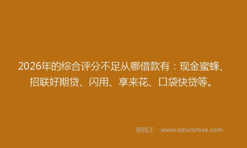 2026年的综合评分不足从哪借款有：现金蜜蜂、招联好期贷、闪用、享来花、口袋快贷等。