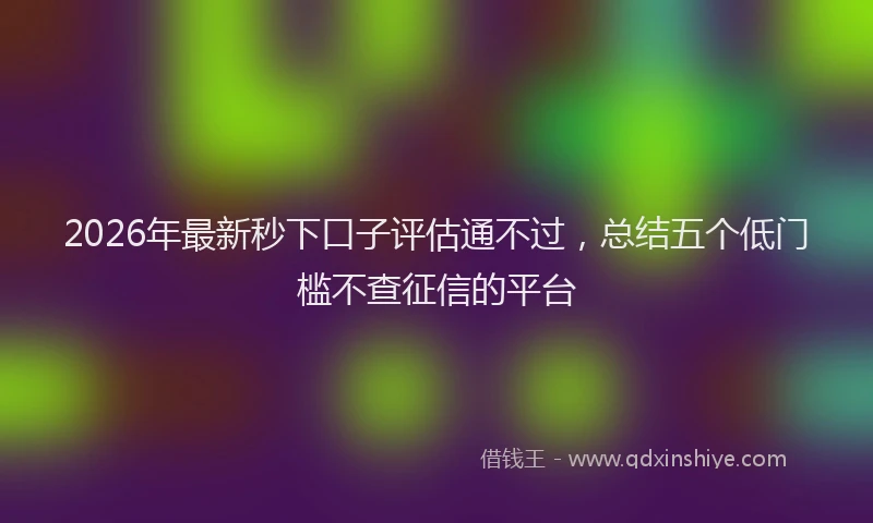 2026年最新秒下口子评估通不过，总结五个低门槛不查征信的平台
