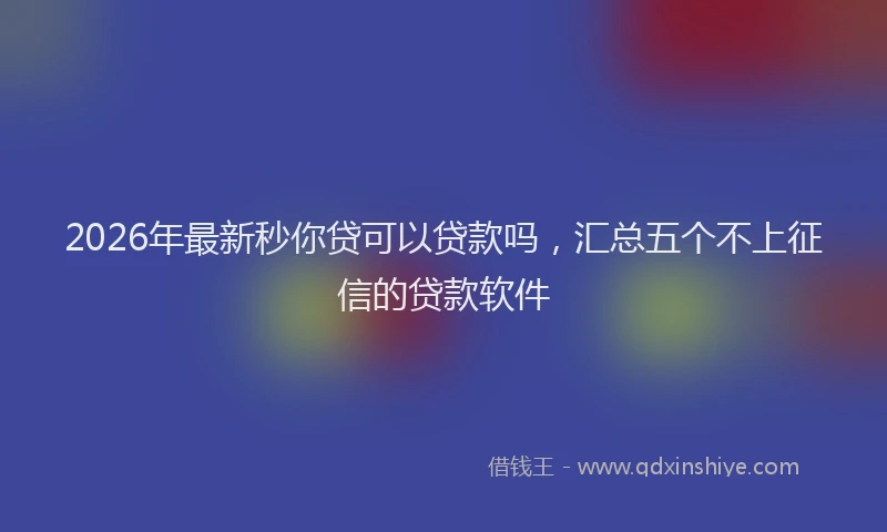 2026年最新秒你贷可以贷款吗，汇总五个不上征信的贷款软件