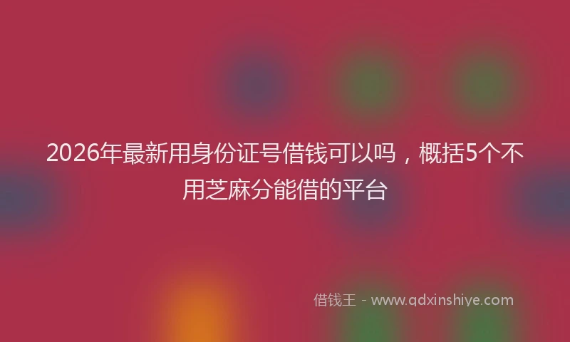 2026年最新用身份证号借钱可以吗，概括5个不用芝麻分能借的平台