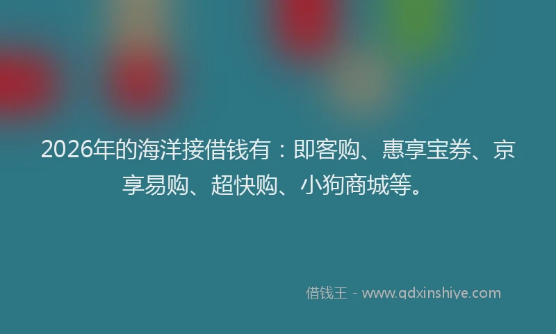 2026年的海洋接借钱有：即客购、惠享宝券、京享易购、超快购、小狗商城等。