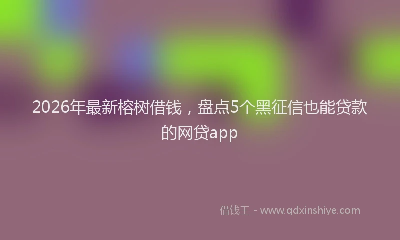 2026年最新榕树借钱，盘点5个黑征信也能贷款的网贷app