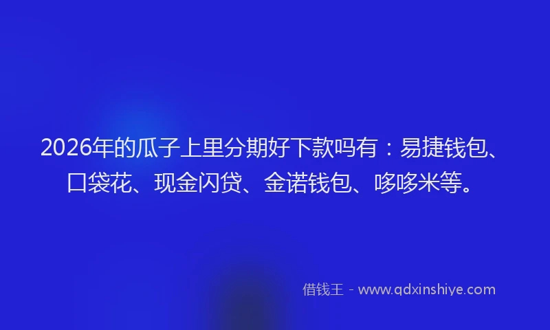 2026年的瓜子上里分期好下款吗有：易捷钱包、口袋花、现金闪贷、金诺钱包、哆哆米等。