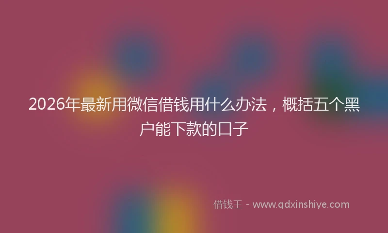 2026年最新用微信借钱用什么办法，概括五个黑户能下款的口子