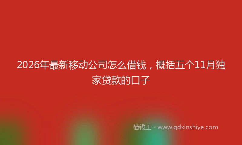 2026年最新移动公司怎么借钱，概括五个11月独家贷款的口子