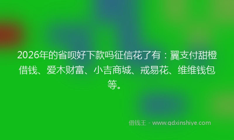 2026年的省呗好下款吗征信花了有：翼支付甜橙借钱、爱木财富、小吉商城、戒易花、维维钱包等。