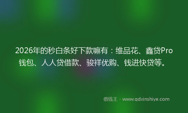 2026年的秒白条好下款嘛有：维品花、鑫贷Pro钱包、人人贷借款、骏祥优购、钱进快贷等。