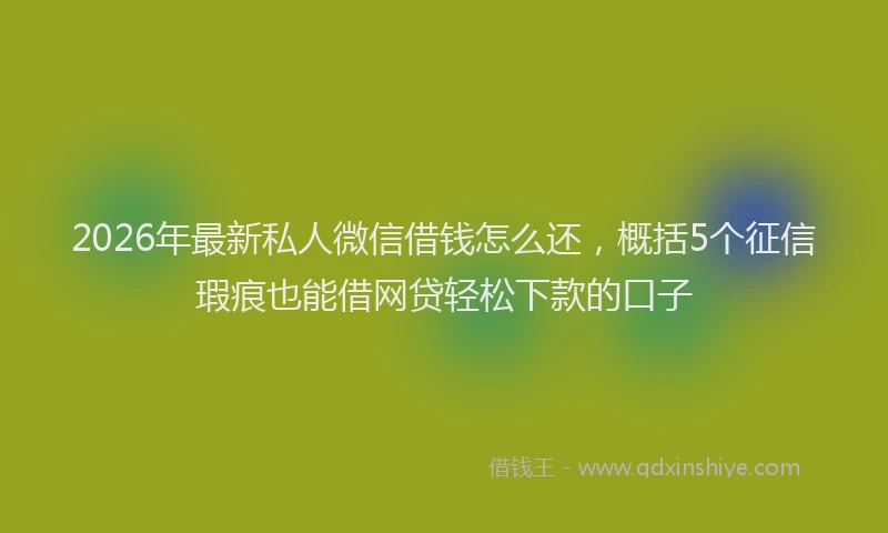 2026年最新私人微信借钱怎么还，概括5个征信瑕疵也能借网贷轻松下款的口子