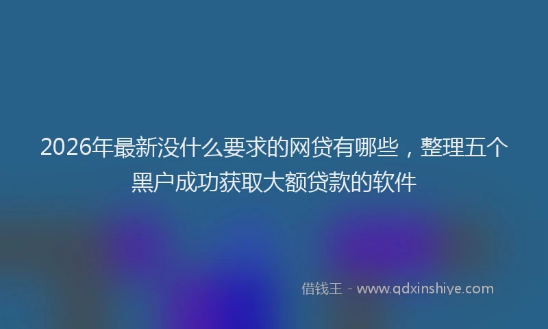 2026年最新没什么要求的网贷有哪些，整理五个黑户成功获取大额贷款的软件