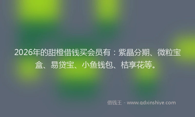 2026年的甜橙借钱买会员有：紫晶分期、微粒宝盒、易贷宝、小鱼钱包、桔享花等。