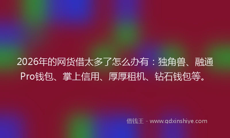 2026年的网货借太多了怎么办有：独角兽、融通Pro钱包、掌上信用、厚厚租机、钻石钱包等。