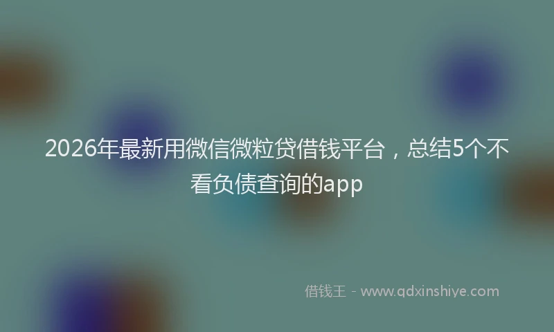 2026年最新用微信微粒贷借钱平台，总结5个不看负债查询的app