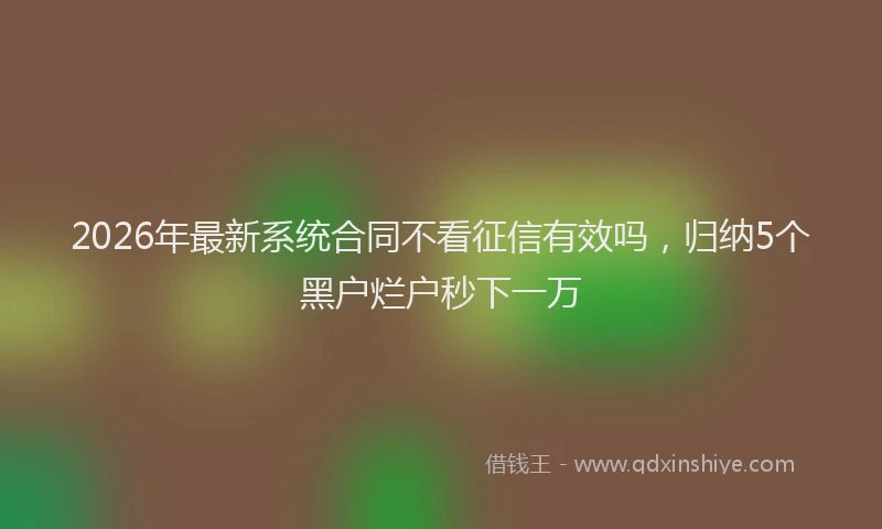 2026年最新系统合同不看征信有效吗，归纳5个黑户烂户秒下一万