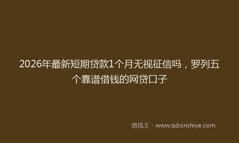 2026年最新短期贷款1个月无视征信吗，罗列五个靠谱借钱的网贷口子