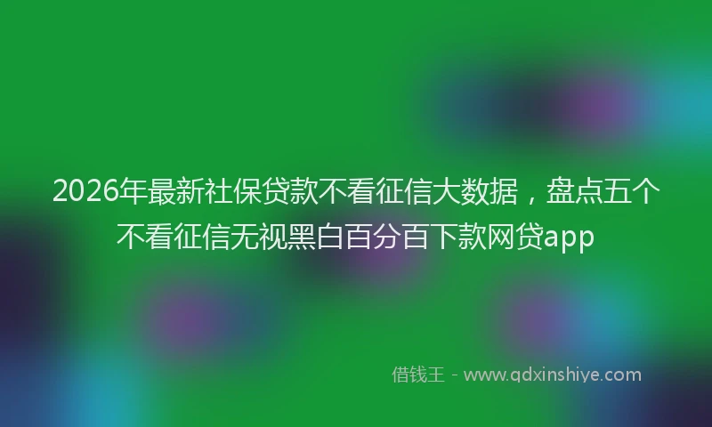 2026年最新社保贷款不看征信大数据，盘点五个不看征信无视黑白百分百下款网贷app