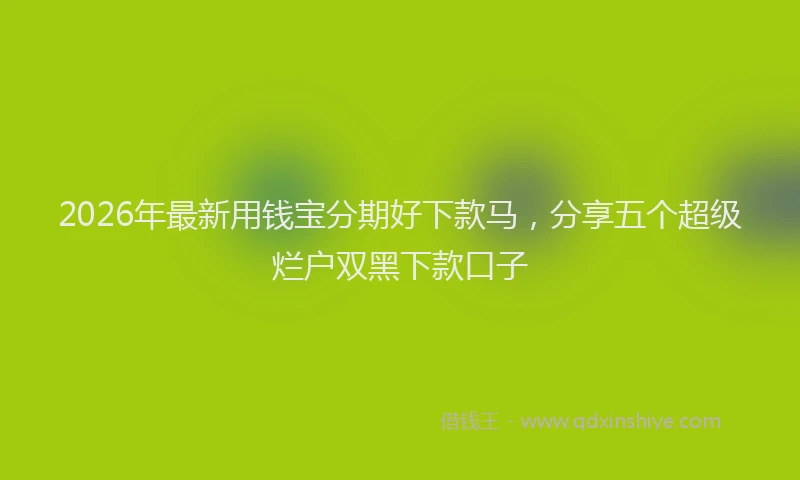 2026年最新用钱宝分期好下款马，分享五个超级烂户双黑下款口子