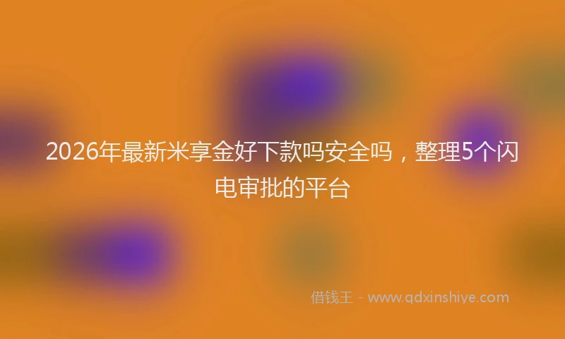 2026年最新米享金好下款吗安全吗，整理5个闪电审批的平台