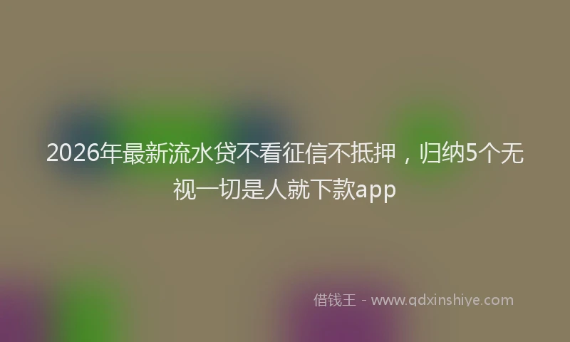 2026年最新流水贷不看征信不抵押，归纳5个无视一切是人就下款app