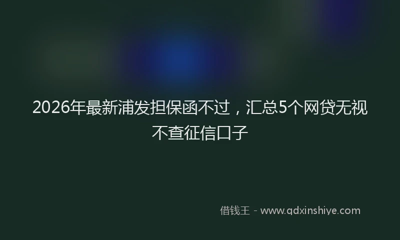 2026年最新浦发担保函不过，汇总5个网贷无视不查征信口子