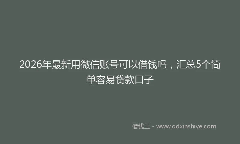 2026年最新用微信账号可以借钱吗，汇总5个简单容易贷款口子