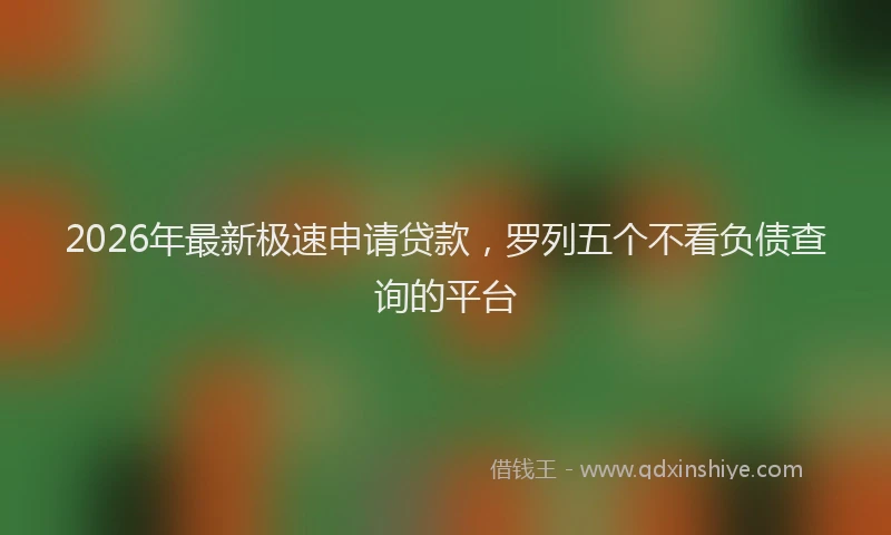 2026年最新极速申请贷款，罗列五个不看负债查询的平台