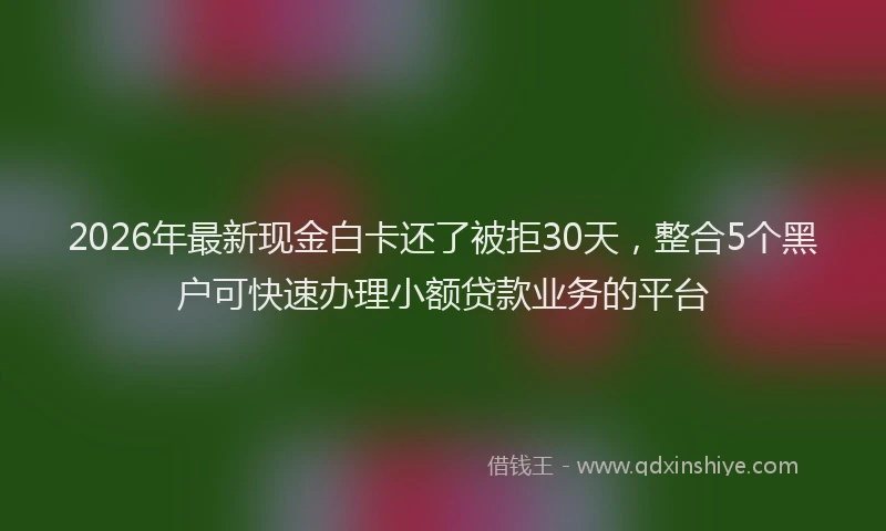 2026年最新现金白卡还了被拒30天，整合5个黑户可快速办理小额贷款业务的平台