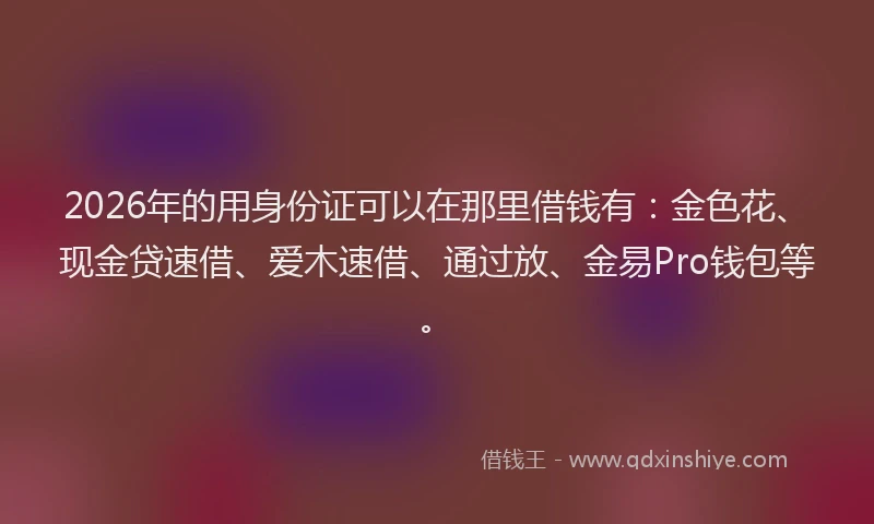 2026年的用身份证可以在那里借钱有：金色花、现金贷速借、爱木速借、通过放、金易Pro钱包等。