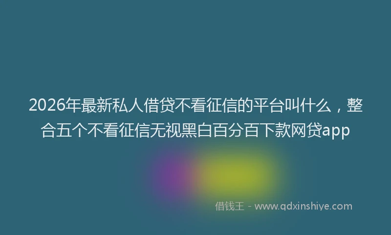 2026年最新私人借贷不看征信的平台叫什么，整合五个不看征信无视黑白百分百下款网贷app