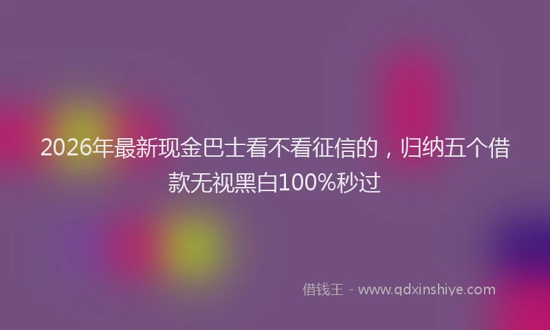 2026年最新现金巴士看不看征信的，归纳五个借款无视黑白100%秒过