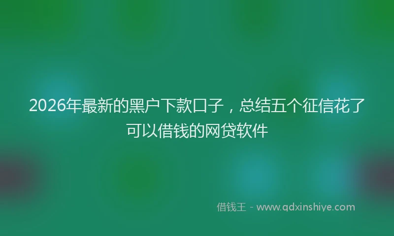 2026年最新的黑户下款口子，总结五个征信花了可以借钱的网贷软件