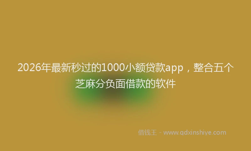 2026年最新秒过的1000小额贷款app，整合五个芝麻分负面借款的软件