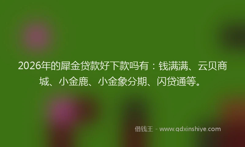 2026年的犀金贷款好下款吗有：钱满满、云贝商城、小金鹿、小金象分期、闪贷通等。