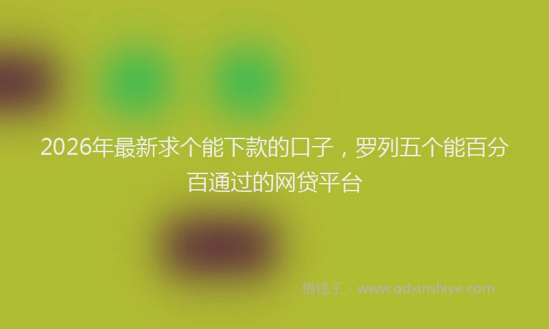 2026年最新求个能下款的口子，罗列五个能百分百通过的网贷平台