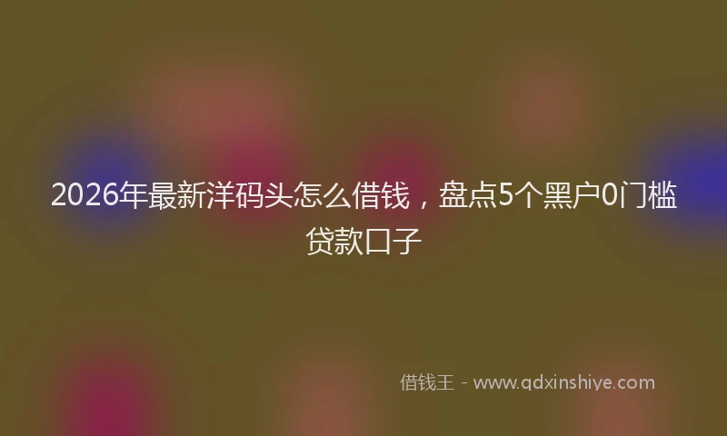 2026年最新洋码头怎么借钱，盘点5个黑户0门槛贷款口子