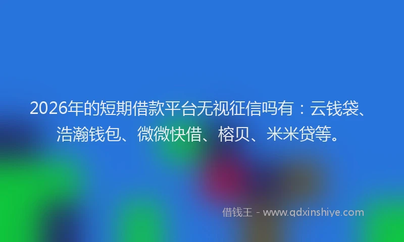 2026年的短期借款平台无视征信吗有：云钱袋、浩瀚钱包、微微快借、榕贝、米米贷等。