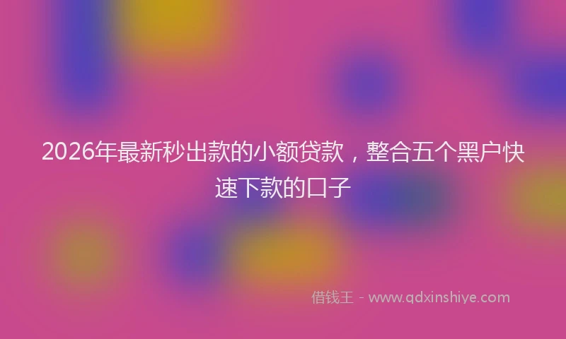 2026年最新秒出款的小额贷款，整合五个黑户快速下款的口子