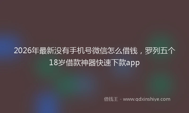 2026年最新没有手机号微信怎么借钱，罗列五个18岁借款神器快速下款app