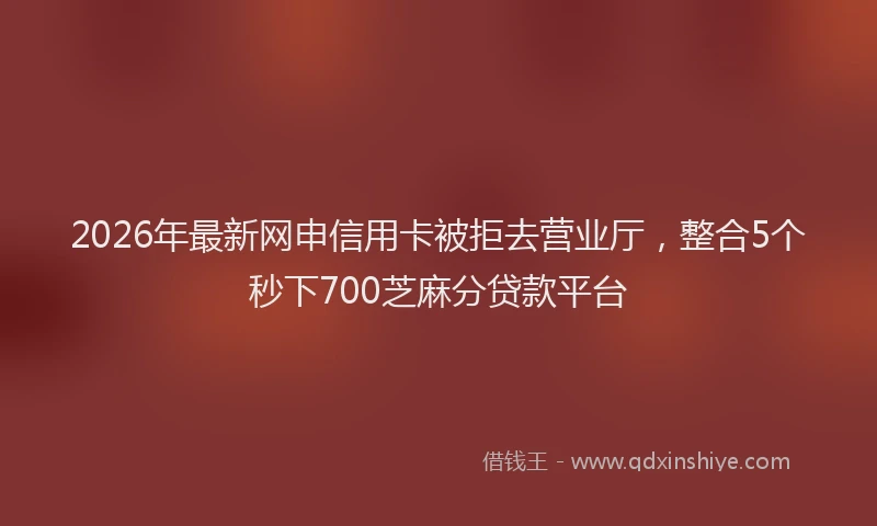 2026年最新网申信用卡被拒去营业厅，整合5个秒下700芝麻分贷款平台