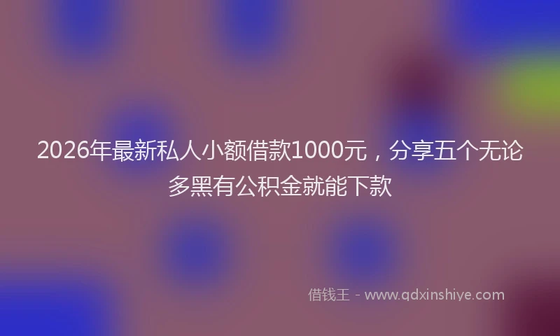 2026年最新私人小额借款1000元，分享五个无论多黑有公积金就能下款