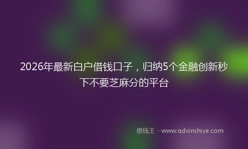 2026年最新白户借钱口子，归纳5个金融创新秒下不要芝麻分的平台