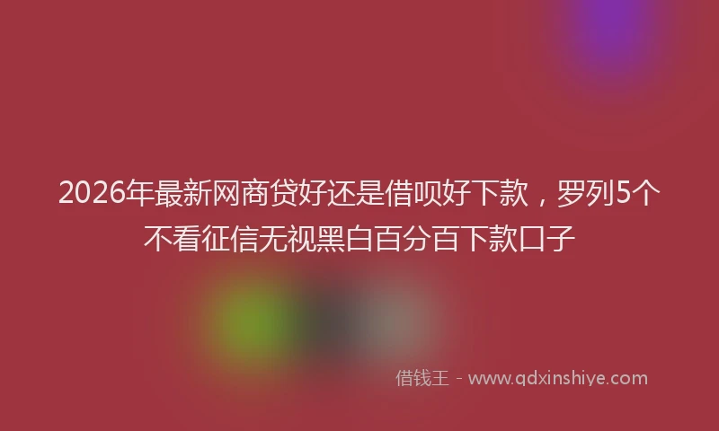 2026年最新网商贷好还是借呗好下款，罗列5个不看征信无视黑白百分百下款口子